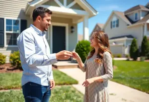 A couple celebrating their new home purchase in Raleigh, NC.