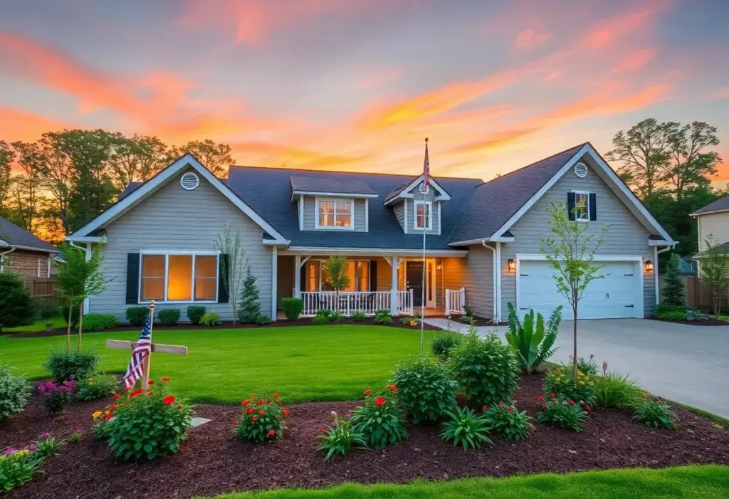 Modern house in Raleigh NC with a beautiful garden