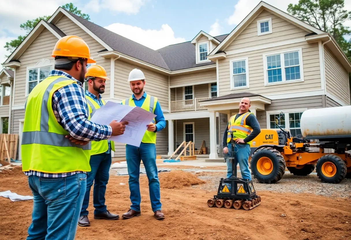 Builders working on a residential construction site in Raleigh NC