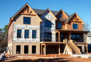 Construction site of a custom home in Raleigh NC