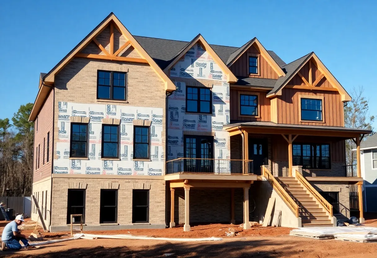 Construction site of a custom home in Raleigh NC