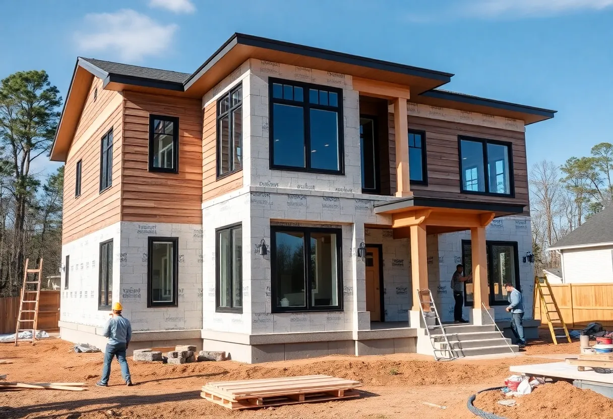Builders constructing a custom home in Raleigh NC