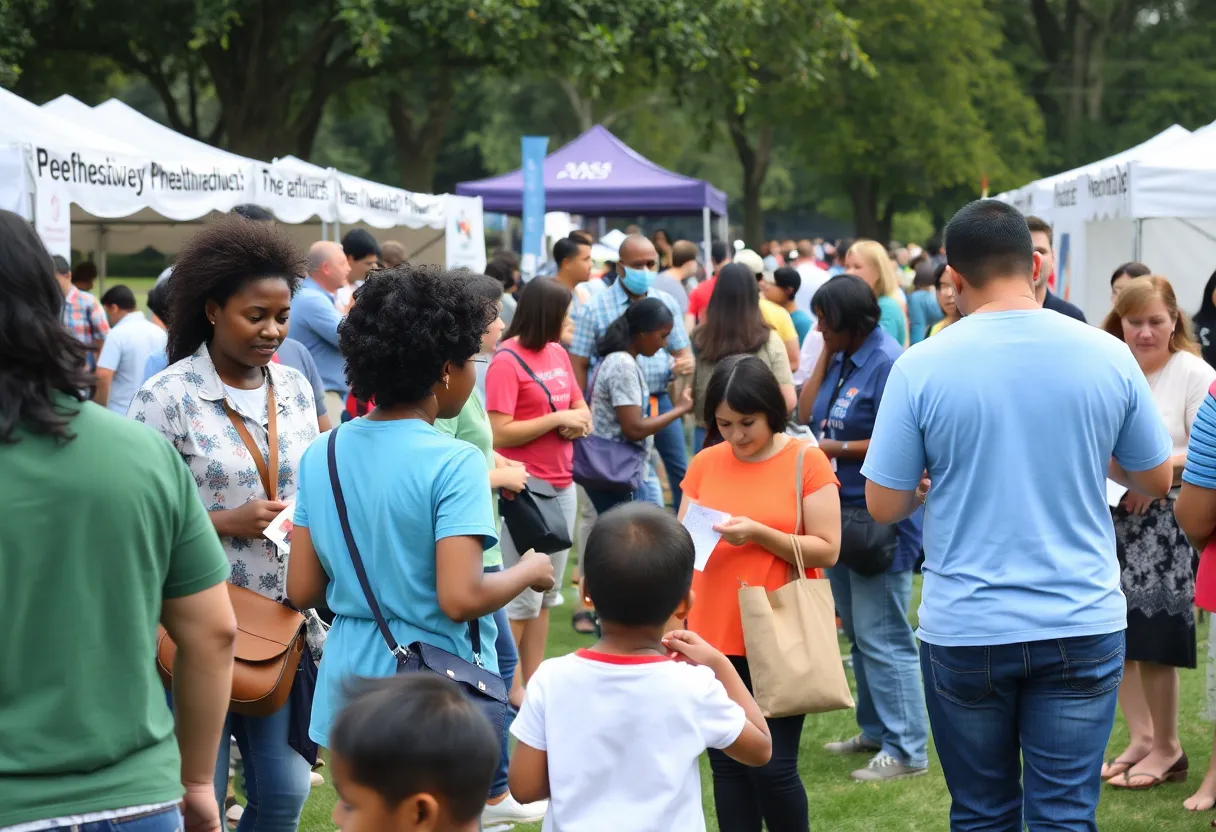 Community health fair in Raleigh, NC, showcasing diverse activities.