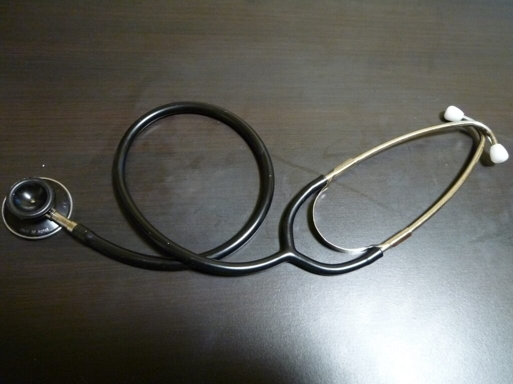Stethoscope on a dark table