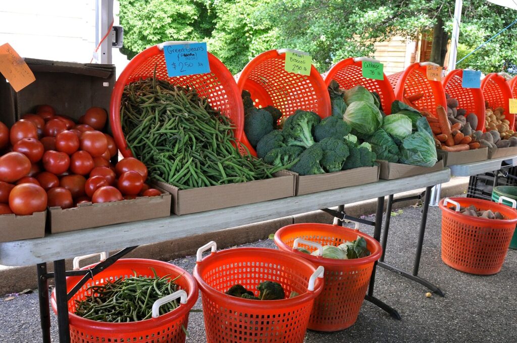 Fresh produce at a farmers market