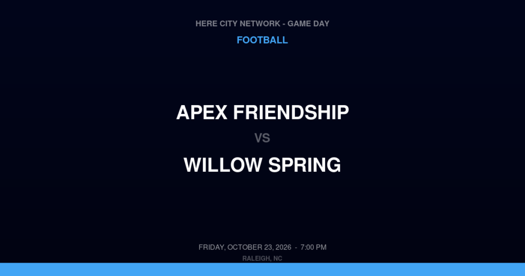 Apex Friendship vs. Willow Spring — Football Game Day — Fuquay-Varina, NC — Oct 23, 2026