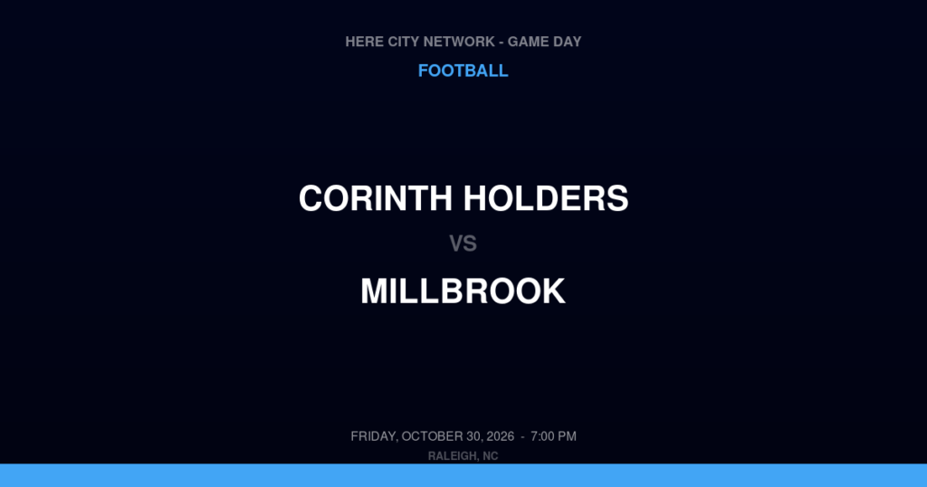 Corinth Holders vs. Millbrook — Football Game Day — Raleigh, NC — Oct 30, 2026